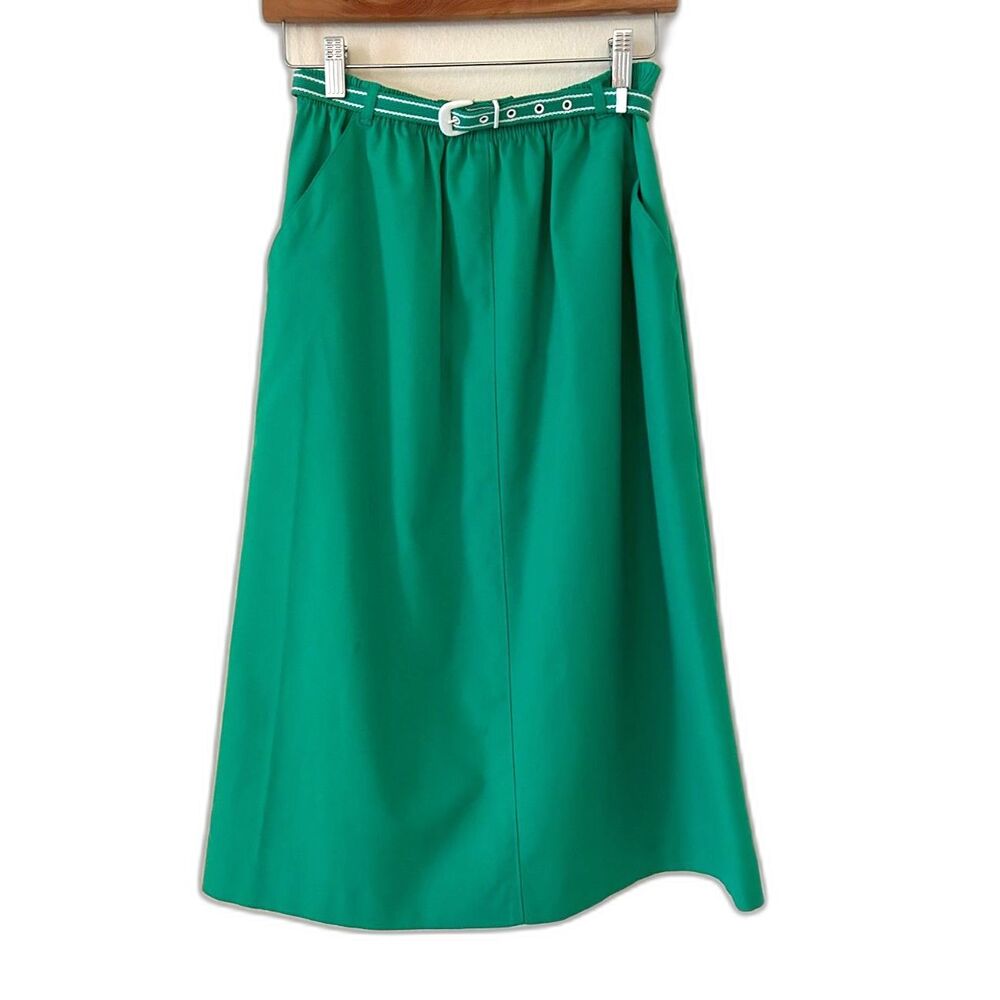 Vintage Koret Green Skirt with Belt Size 8